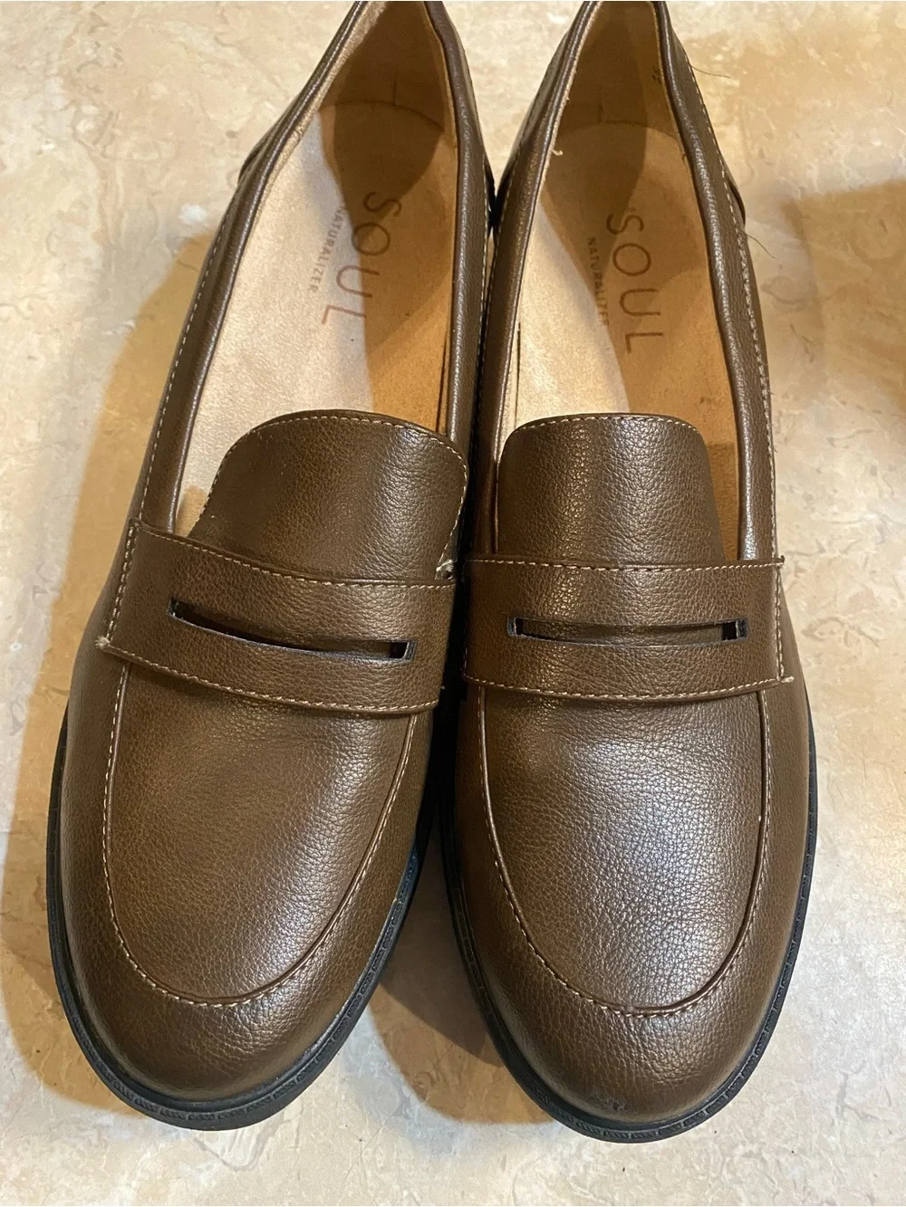 SOUL Naturalizer Women’s  Brown Leather Slip-On Loafers